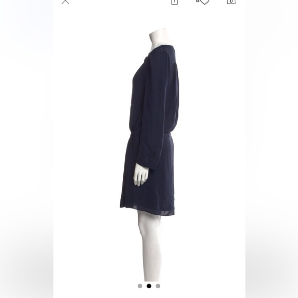 Rebecca Taylor silk knee-length dress navy blue size 12. 100% silk - Picture 3 of 6